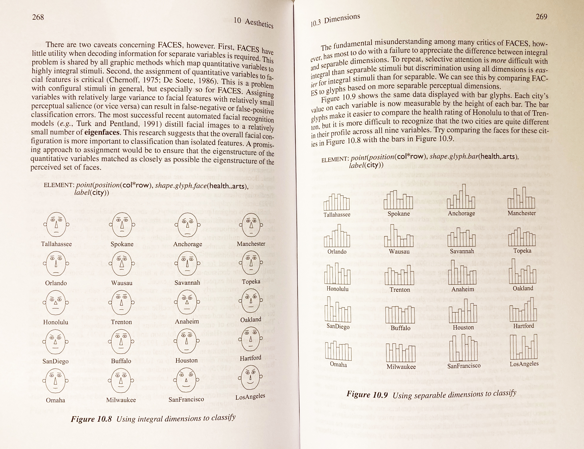 FACE vs. Column, integral dimensions vs. separable dimensions